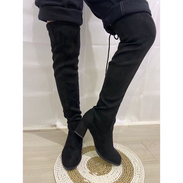 HS / Free Box Sepatu Boots Panjang Flat wanita Fashion Import 263