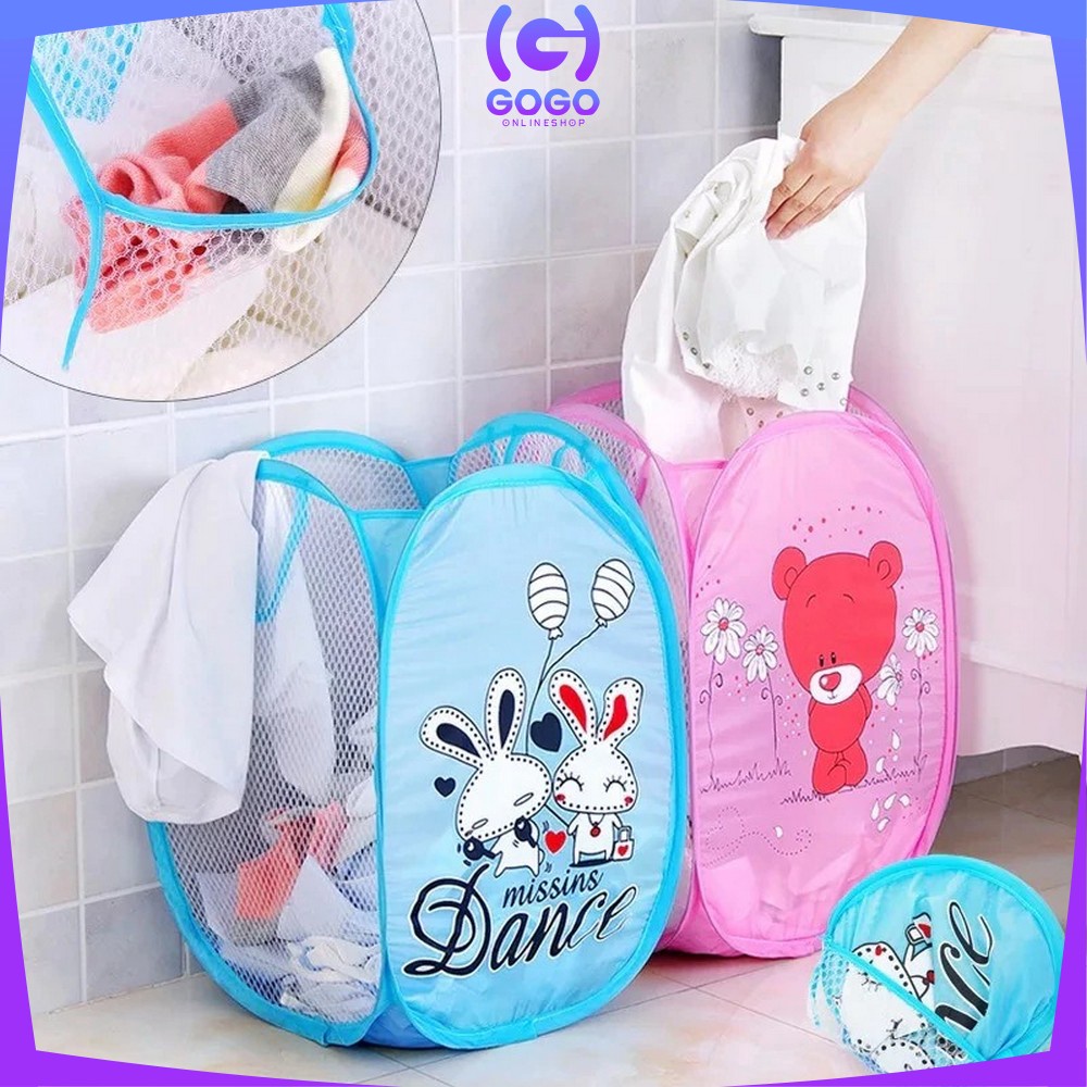 GOGO-C500 Keranjang Baju Kotor Lipat Karakter/ Laundry Bag Keranjang Cucian / Keranjang Portable Serbaguna