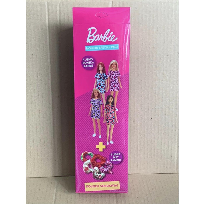 Barbie Fashion Pack Glitter Ungu - 1 Boneka + 2 Ikat Rambut