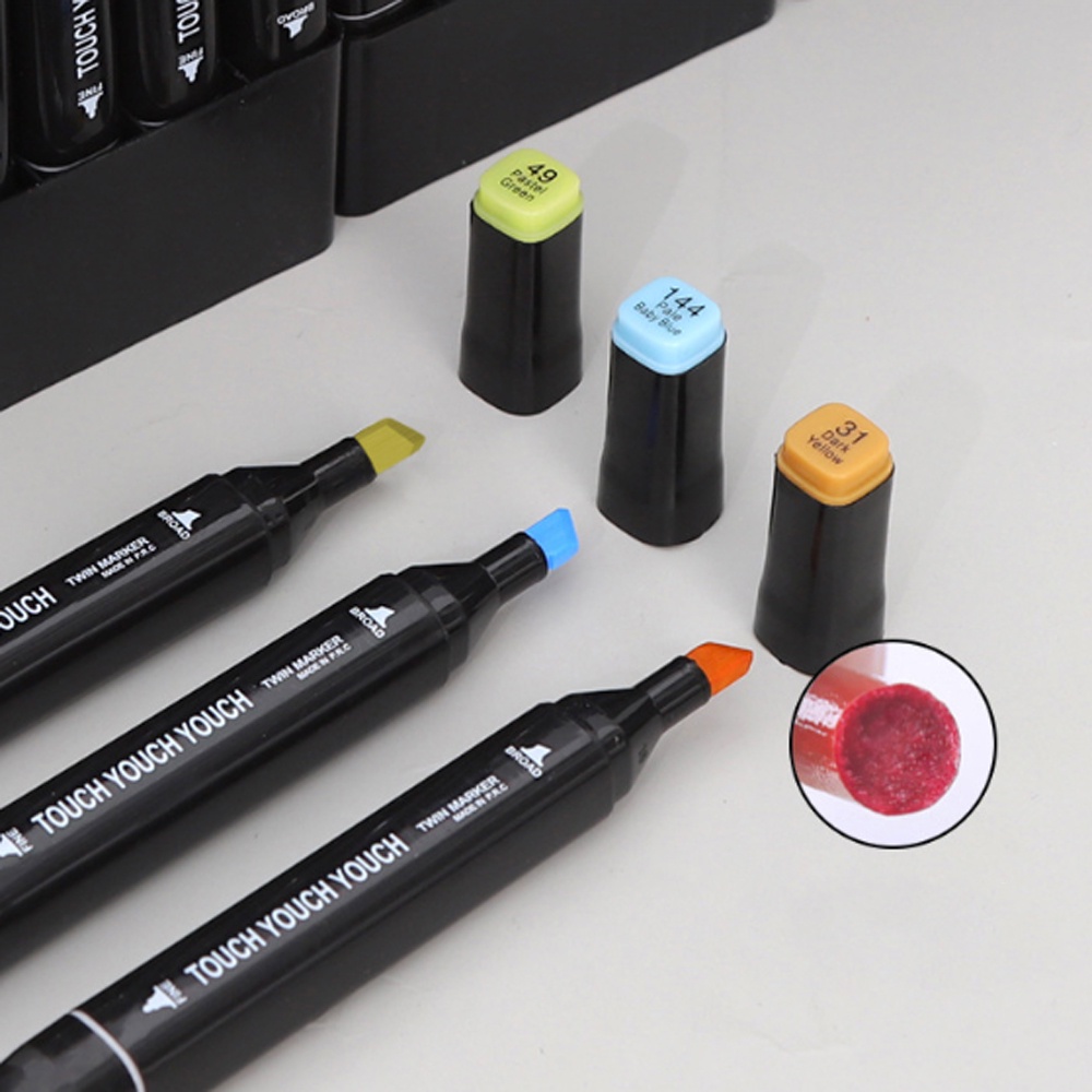 4pcs Spidol Marker Dua Sisi Warna Acak Untuk Pelajar / Kantor