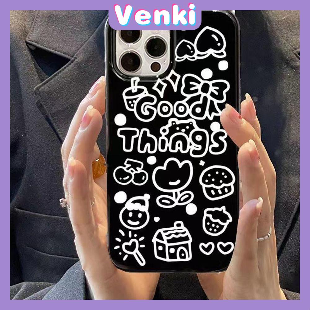 Case For iPhone 14 Series TPU Soft Case Creative English Graffiti Glossy Black Candy Case Camera Protection Shockproof For iPhone 14 13 12 11 Plus Pro Max 7 Plus X XR