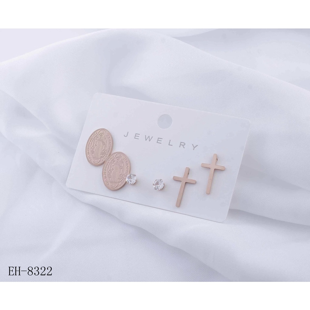 Anting Salib Permata Perhiasan Titanium