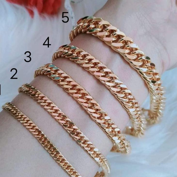 Hot Sale (TERLENGKAP) GELANG RANTAI PRIA WANITA LAPIS EMAS 18K
