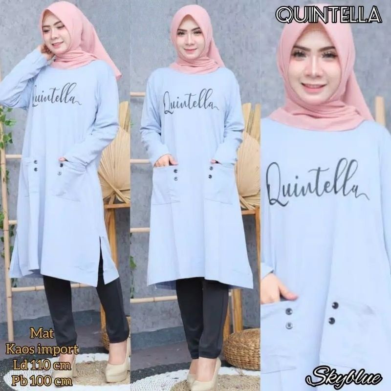 JF Tunik Kaos Babyterry Jumbo Wanita Muslimah Terbaru QUINTELLA