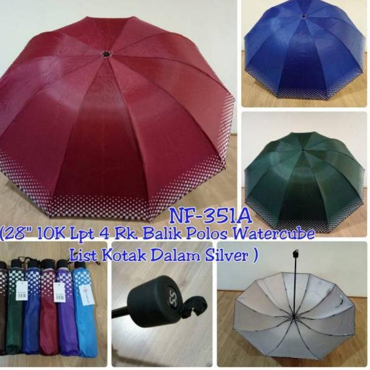 [TG688] Payung Lipat 3 JUMBO BESAR 10R Jari NF351A LAPISAN SILVER & NF395 LAPISAN HITAM ANTI UV ♑ 78