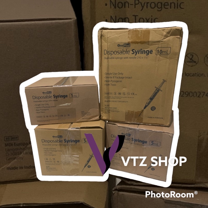 Spuit Syringe Onemed Box 100 pcs 1 cc 3 cc 5 cc 10 cc
