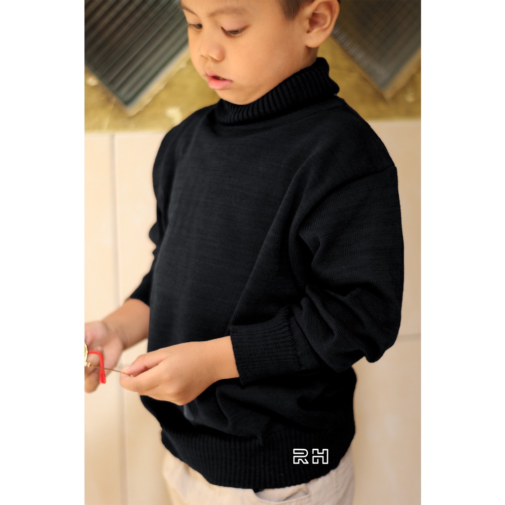 RH - BAJU RAJUT ANAK TURTLENECK POLOS SWEATER ANAK USIA 5 - 12 TAHUN ORIGINAL RH