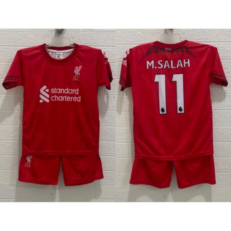 Setelan Bola futsal anak Liverpool Home Kids 2022 2023 Mohammed Salah Mo Salah