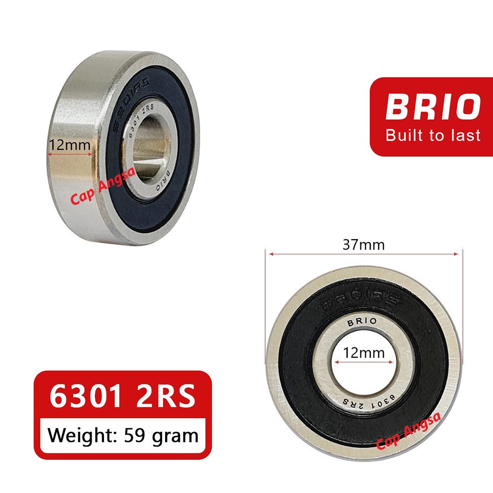 BRIO BEARING 6301 2RS 10pc KLAHER LAHER BERING KLAHAR LAHAR BANTALAN BOLA RODA DEPAN BELAKANG GEAR