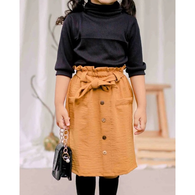 2-5 TH ROK ANAK PEREMPUAN CRITTOS CRINGKLE BUTTON SKIRT