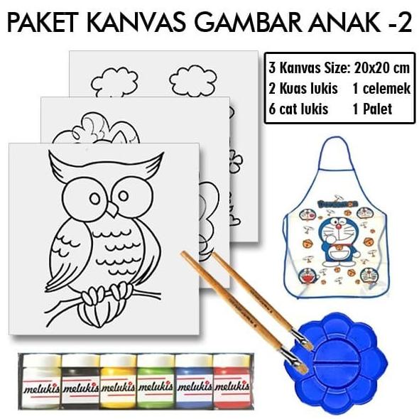 

[COD] Paket Gambar Lukis Anak 2 Lengkap Kanvas Kuas Palet Celemek Cat TERBAIK Kode 737