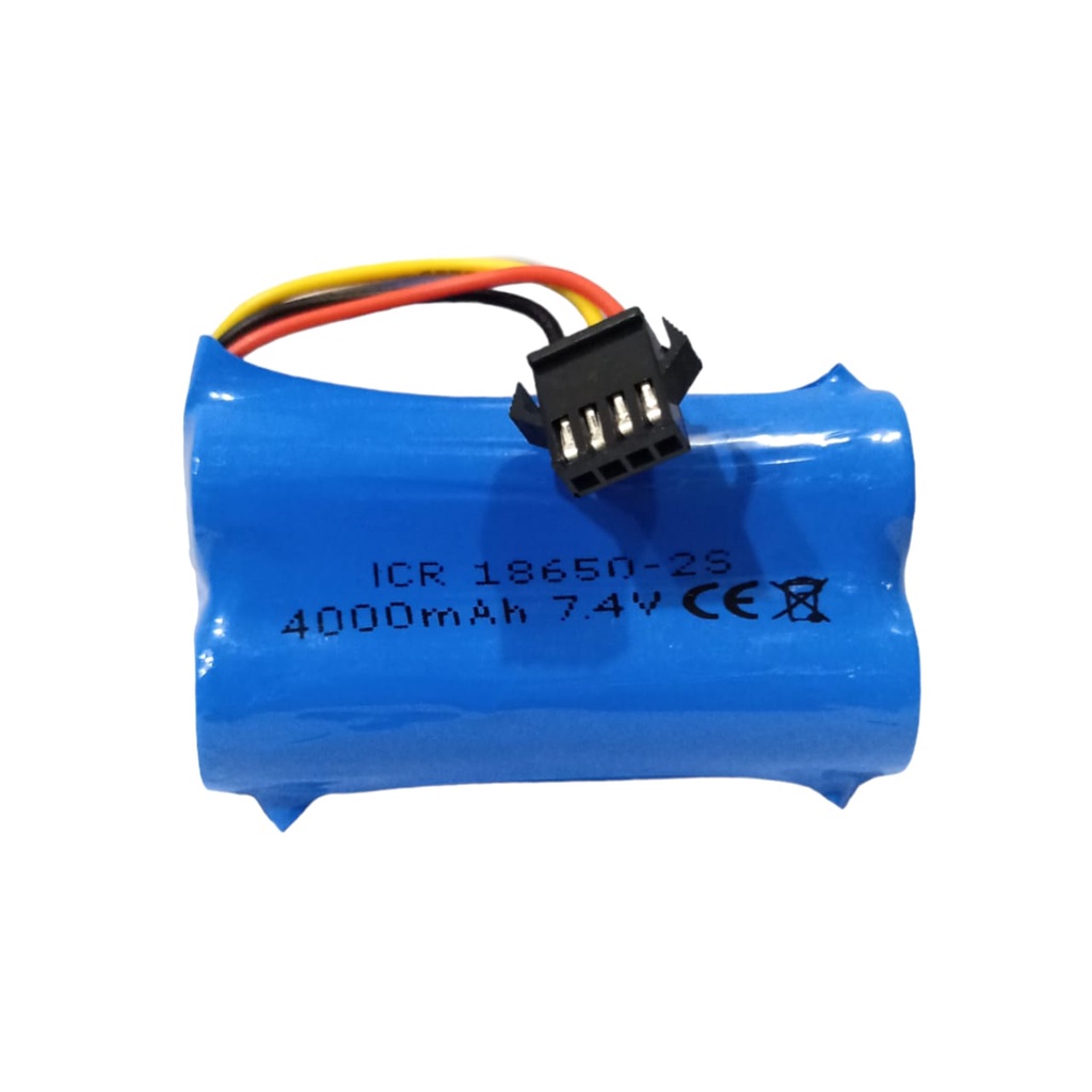 Baterai RC/ Mainan Anak/ Speaker &amp; Elektronik Lainnya 2X 18650 4000mAh 7.4V Protektor BMS 2S 4.5A SOKET HITAM 4 PIN