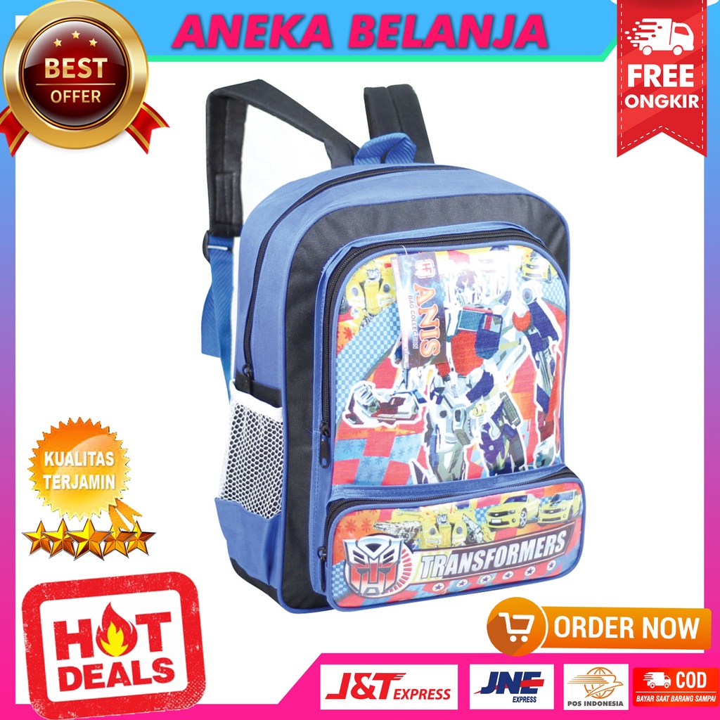 Tas Anak Laki-laki Motif Transformers Biru Ransel Sekolah TK Paud Murah Tebal Trendy Berkualitas