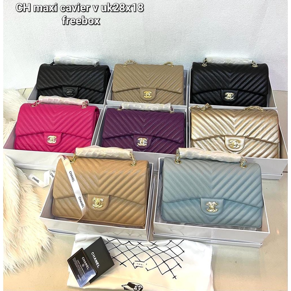 Shoulder bag fashion Ch maxi cavier motif V Uk 26 & 28
