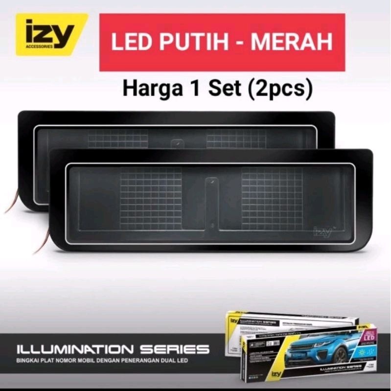 DUDUKAN PLAT NOMOR IZY LED PUTIH MERAH ( HARGA SEPASANG)