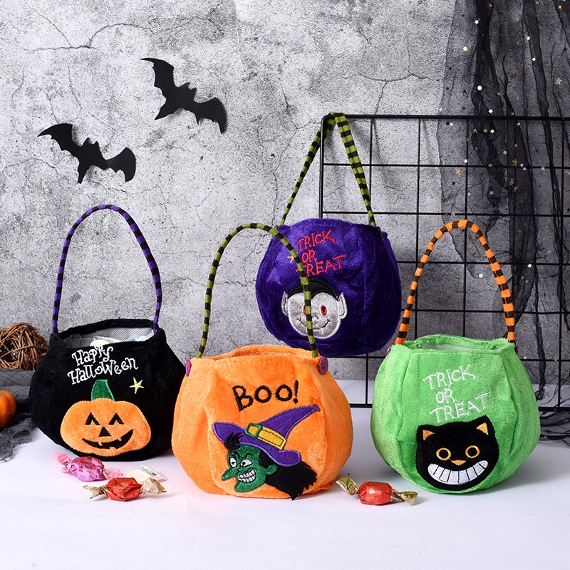 Serenity Tas Bordir Hallowen Anak / Totebag Premium Import / Jaitan Rapih / Bentuk Labu atau Pumpkin / Tas Karakter - TH01
