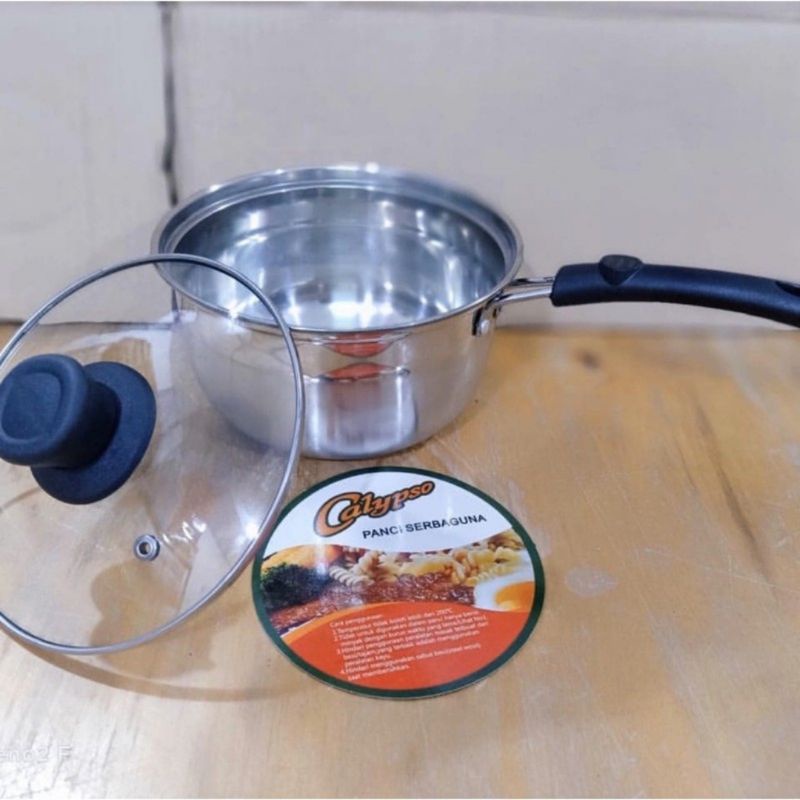 Panci Susu Tutup Kaca Panci Gagang Masak Mie Rabus Instan