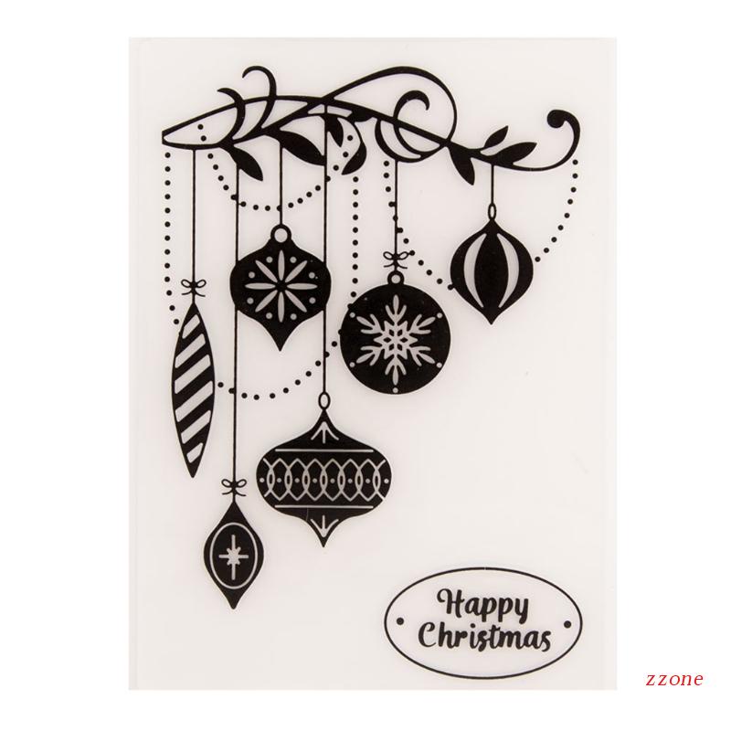 Cetakan Stensil Cutting Dies Motif Happy Christmas Bahan Plastik Untuk Scrapbook / Craft DIY