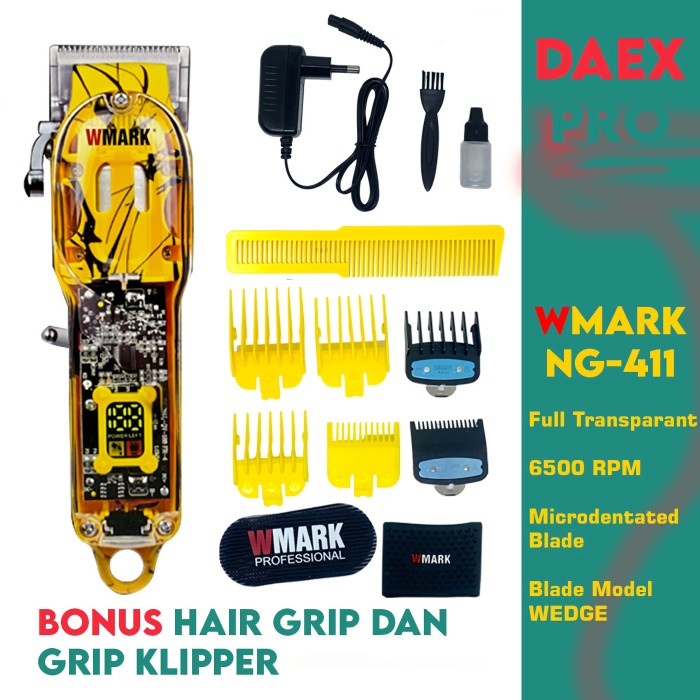WMARK 411 WEDGE BLADE HAIR CLIPPER PROFESIONAL WMARK NG-411 TRANSPARANT WMARK 108 WMARK 103