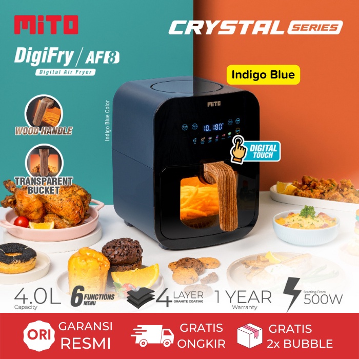 AIR FRYER MITO MITOCHIBA AF 1 / AF 8 AF1 / AF 8 KAPASITAS BER 4 LT DIGIFRY LOW WATT ORIGINAL GARANSI RESMI AIRFRYER AF1