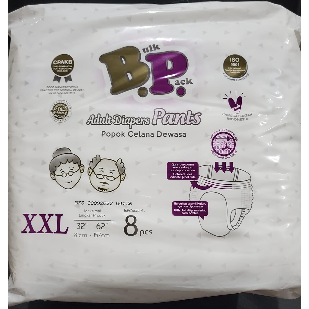 BP Pants Adult Diapers / Popok Dewasa CELANA Size XXL isi 8 MURAH