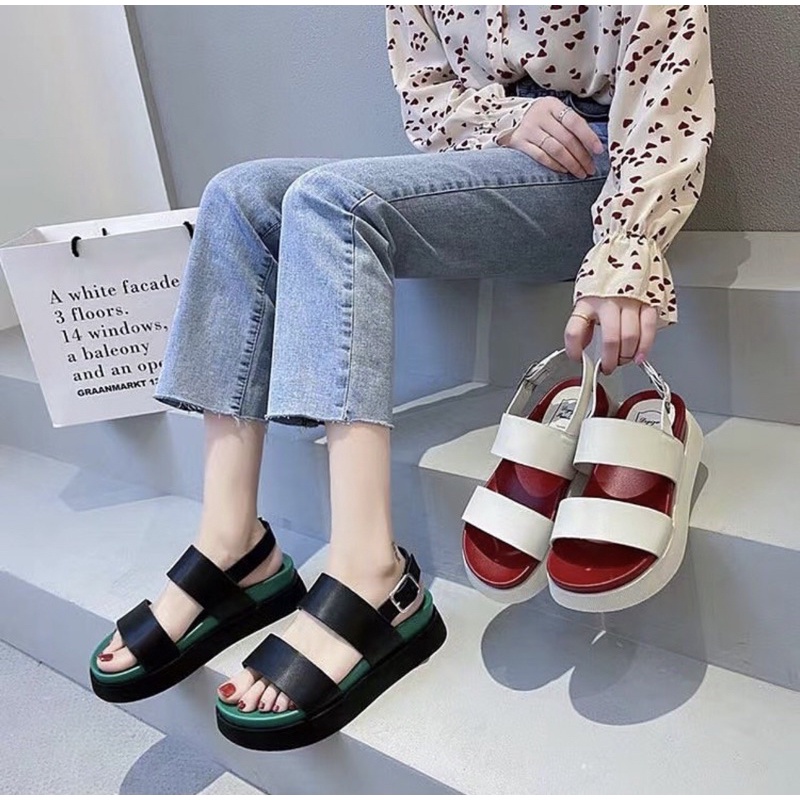 Wedges slop D2162 sendal wanita import realpict