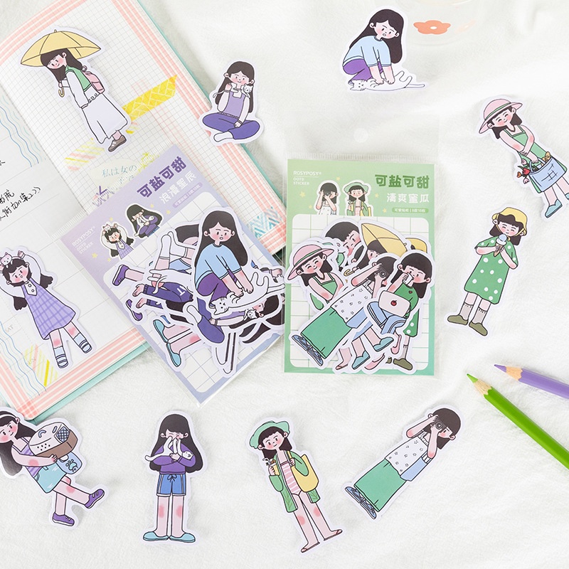 

Cute Girl Stickers Lovely Decor Sticker DIY Scrapbooking Journal 16Pcs
