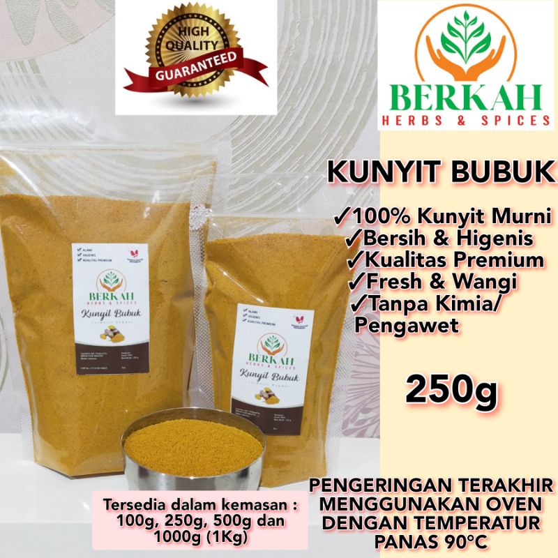 

Kunyit Bubuk Berkah Asli Murni 250gr Turmeric Powder Kualitas Premium Halal Tanpa Pengawet