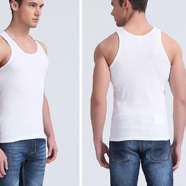Men Classic Slim Fit Tank Top Singlet Pria Katun Import Nyaman,Elastis