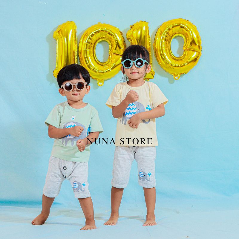 MG Motif Elephant Setelan Baju Bayi 3 Bulan - 3 tahun / Baju Anak Laki-laki / Setelan Anak