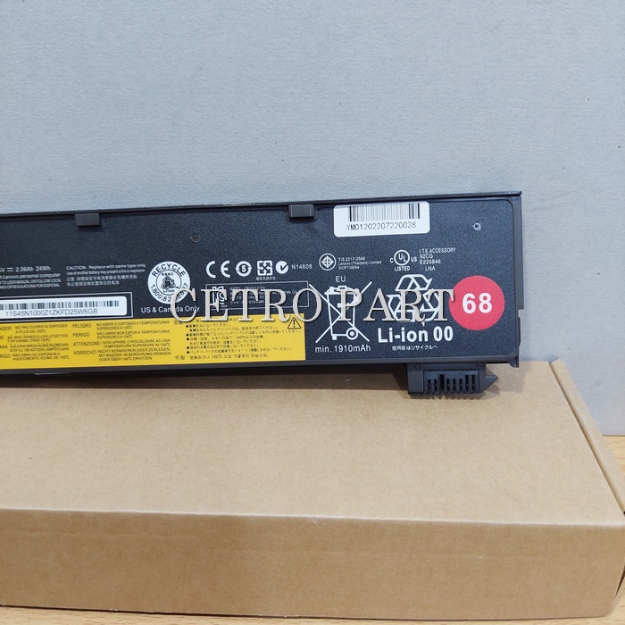 Baterai Laptop Lenovo Thinkpad X240 X250 T440 T450 K2450 Model 45N1126 (68) 3Cell Slim