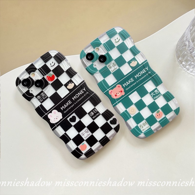 Couple Case Realme 10 C12 9 8 8I 9Pro+ C33 C30 C35 C25 C25Y C25s C15 C11 C3 5i 5s 6i C21Y C20 C17 C20A 7 5 7I Wavy Edge Checkered Cartoon Cute Bear Rabbit Smiley Soft Tpu Cover