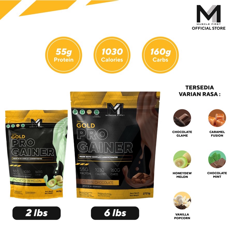 Muscle First M1 Gold Series Pro Gainer 2lbs 900 gram Susu Protein Penambah Berat Badan