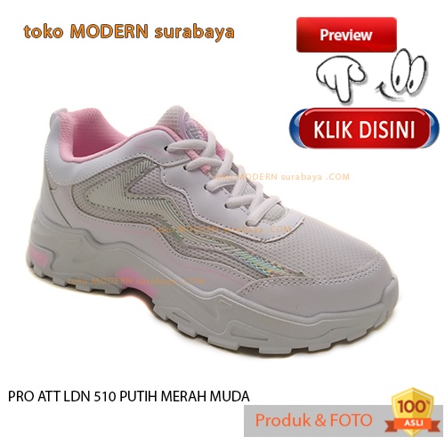 Sepatu wanita olahraga sneakers kets PRO ATT LDN 510 PUTIH MERAH MUDA