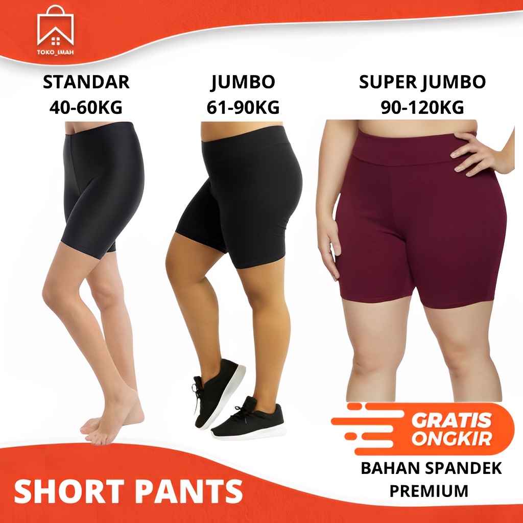 CELANA SHORT PANTS ALLSIZE JUMBO DAN SUPER JUMBO BB 37-120kg SHORT STRIT BIG SIZE LEGGING PENDEK JUMBO WANITA BISA COD TKM