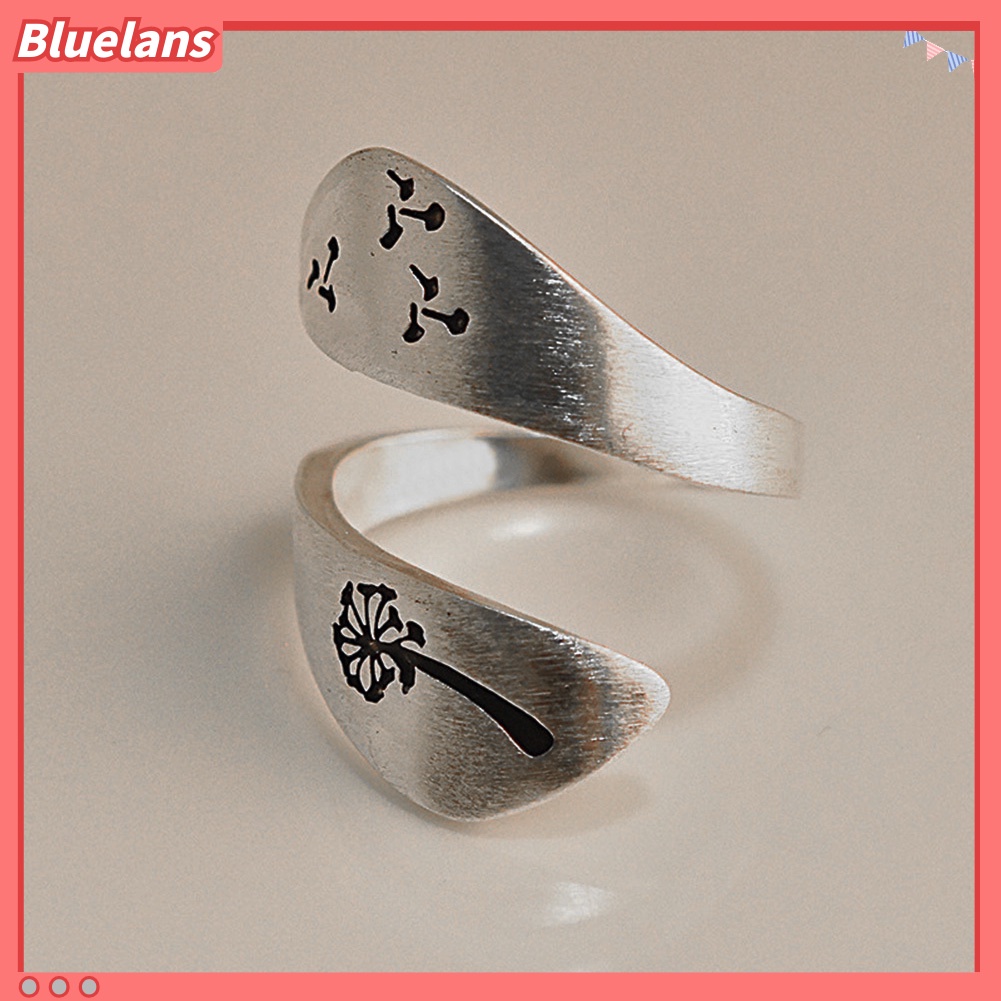 Bluelans Simple Women Dandelion Spiral Opening Finger Ring Adjustable Party Jewelry Gift