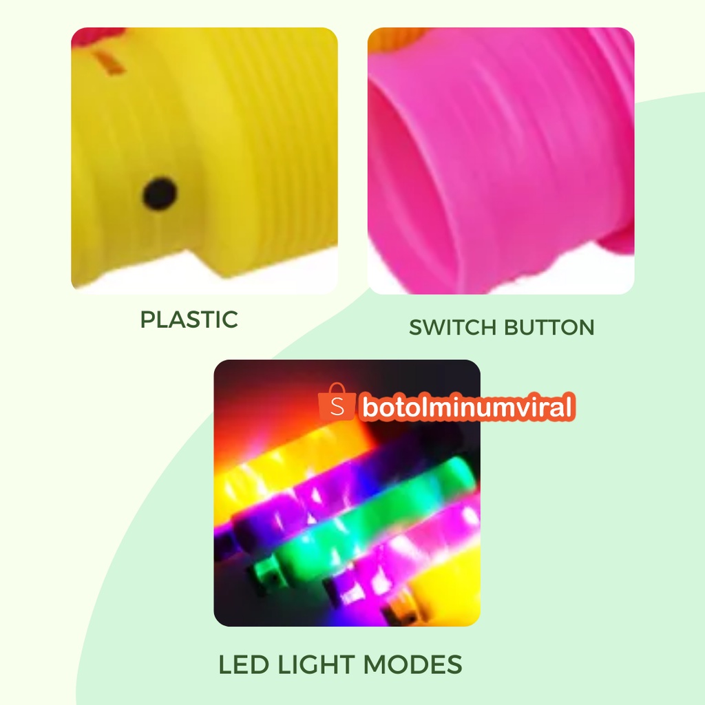 Mainan Viral Light Pop Tube LED 3 Tipe Lampu Warna Warni Fidget Toys