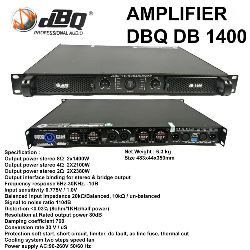 POWER AMPLIFIER DBQ DB 1400 POWER DBQ CLAS D ORIGINAL