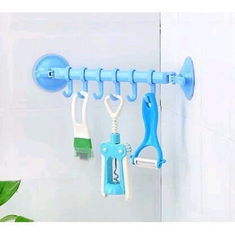 DuaWarna Hanger Gantungan Sudut Gantungan 6 Kait Rak Dapur Kamar Mandi Handuk Hook Hanger Kait DE013