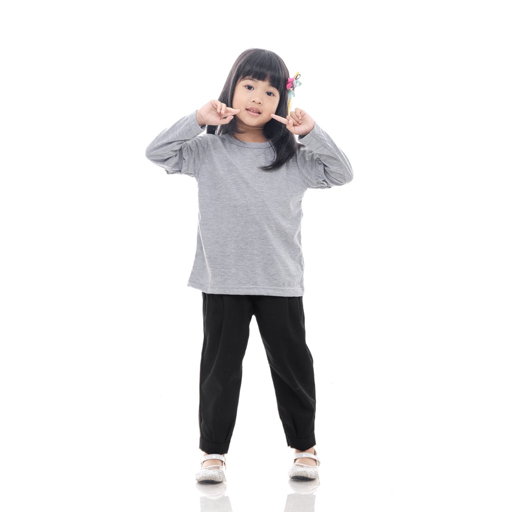 BAJU ANAK PEREMPUAN / KAOS ANAK PEREMPUAN / PAKAIAN ANAK CEWEK POLOS RAMPEL TANGAN ABU MISTY BRAND SUPERKSIDCLOTH 1 - 11 TAHUN