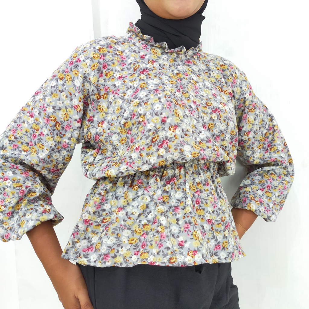 BLOUSE KOREA / SESA OLLA BLOUSE LILY FLORA DAMARA / ATASAN WANITA VINTAGE KOREAN STYLE bunga bunga floral murah bisa cod