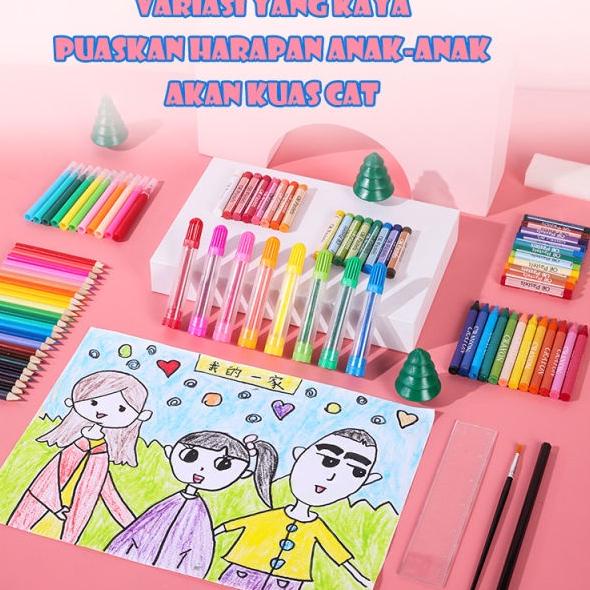 

ID8e8Ds--Crayon Anak Pengasah 208pcs Set Alat Menggambar Melukis Anak-anak Crayon Cat Air Pensil
