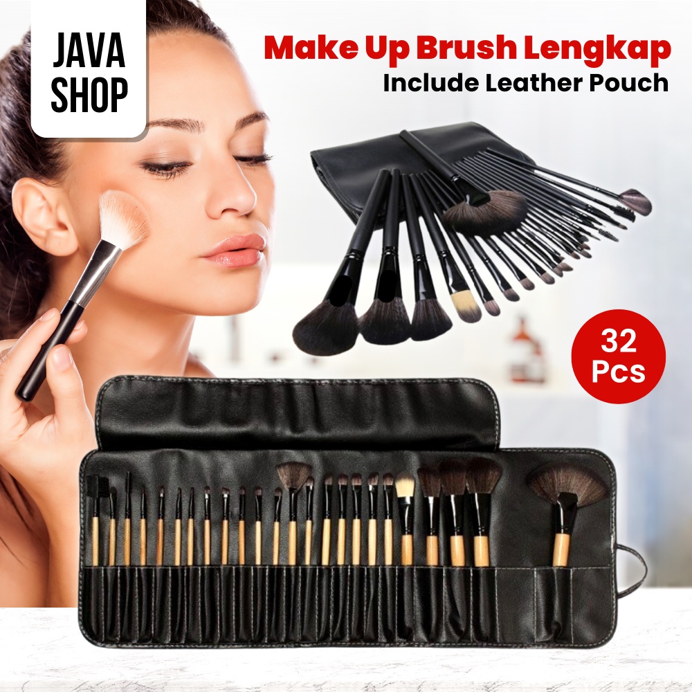 JAVASHOP Make Up Brush Lengkap dengan Pounch Set Kuas Rias