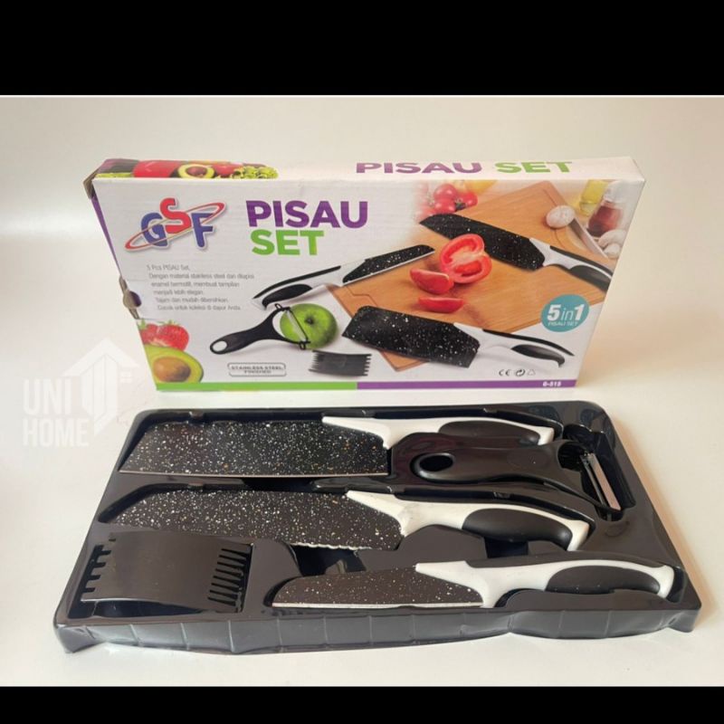 Pisau set dapur batu murah isi 5pcs Kuat dan tajam