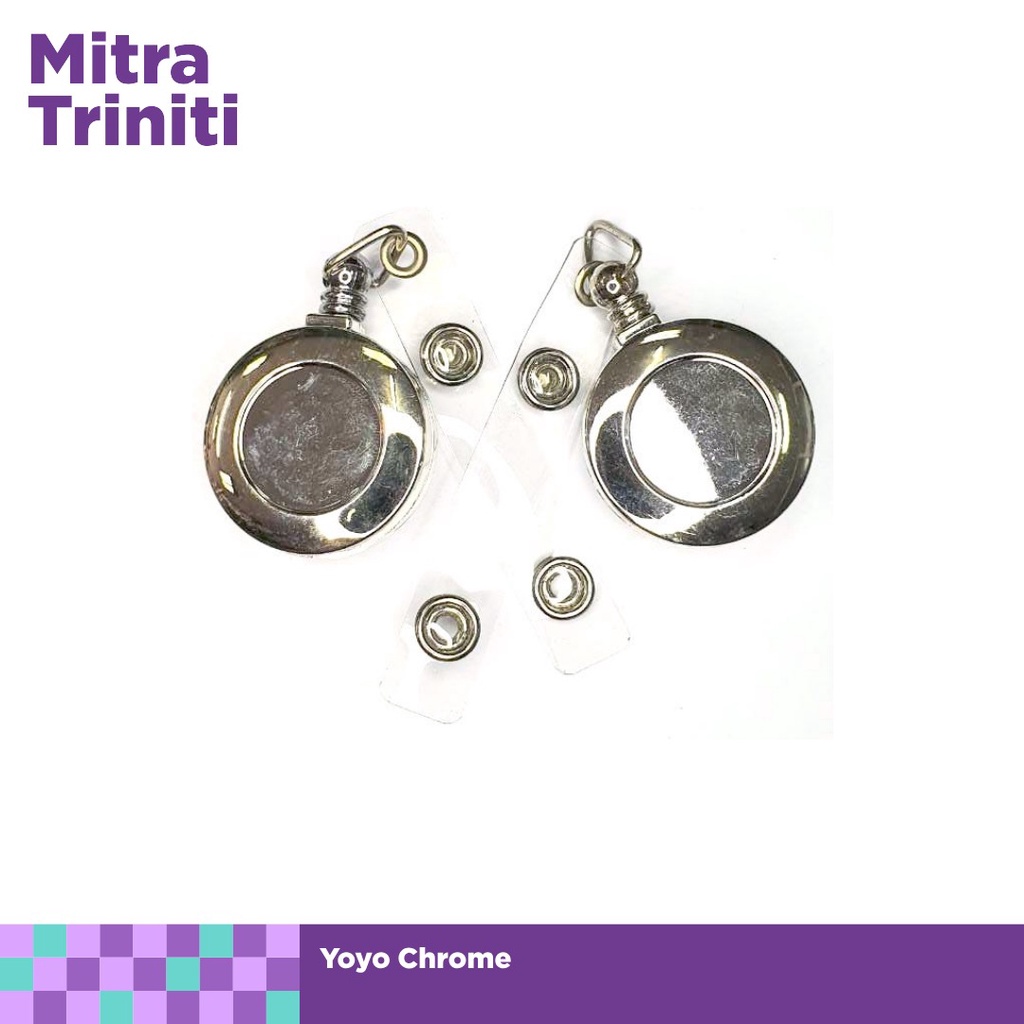 

Yoyo ID Card Silver Chrome Yoyo Name Tag / Gantungan ID Card