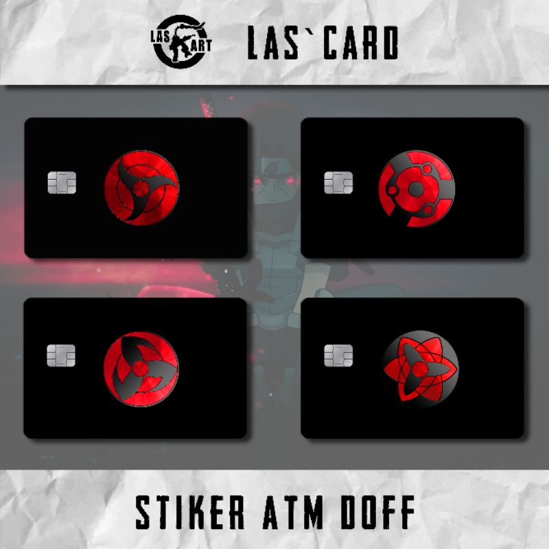 (BLACK DOFF/GLOSSY) Stiker Kartu ATM Mata Sharingan/Rinnegan (Dojutsu) ~ Naruto Shippuden