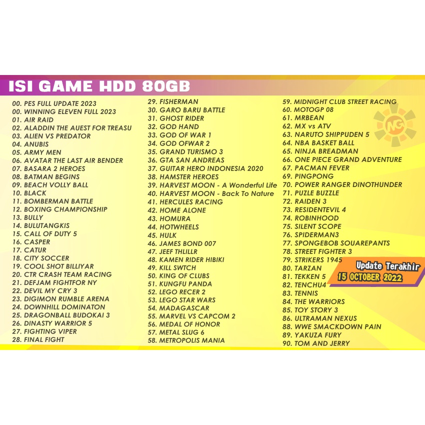 MG-  List Game PS2