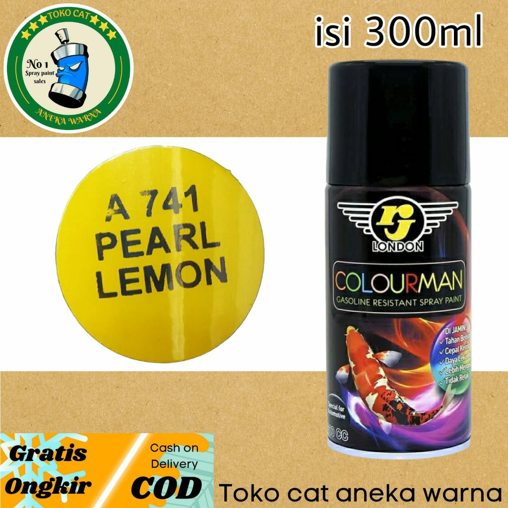 cat semprot 300ml colourman pearl lemon kuning mutiara tahan bensin rj london  spray paint pilok pilox