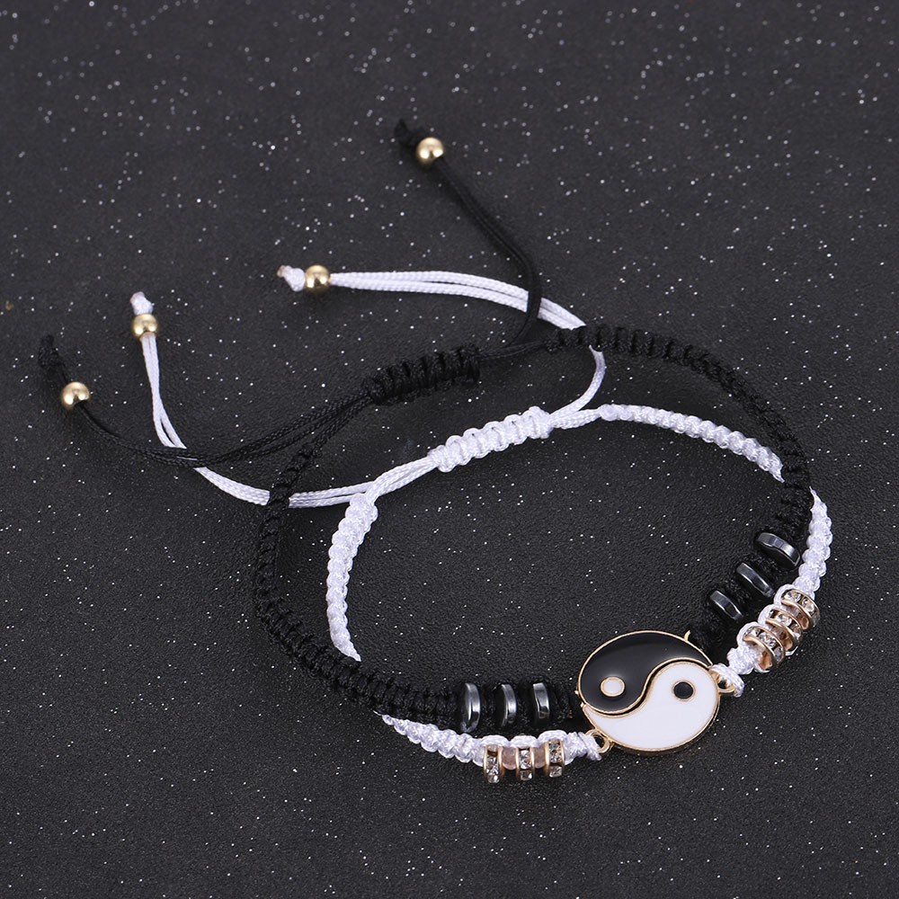 ✅COD [BBS] [Harga terendah] Gelang Magnet Pria Wanita Teman Pasangan Gadis Hitam | Gaya Tai Chi Astronot Black Couple Bracelet 2 BUAH