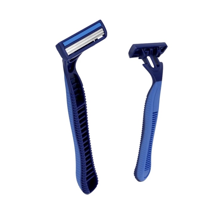 pisau Cukur jenggot Kumis 3 mata silet Balih Blade alat Tajam Biru manual Pria cowok-3